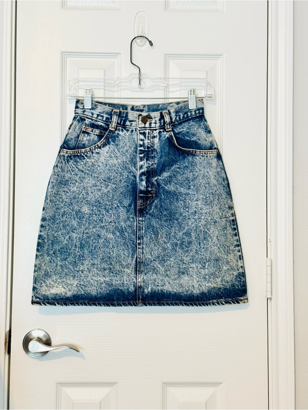 No Excuses Vintage 80s 90s Punk High Waist Acid Washed Denim Mini Skirt XS